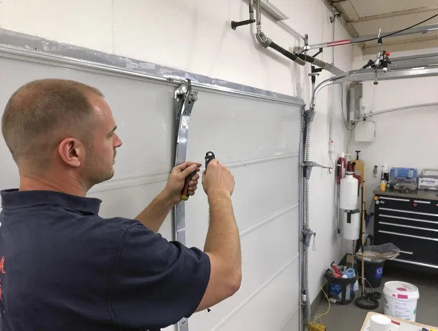 Before and after garage door dent repair by Palm Coast Garage Door Repair in Palm Coast