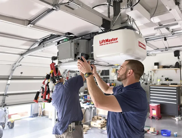Palm Coast Garage Door Repair technician performing advanced diagnostics on garage opener in Palm Coast