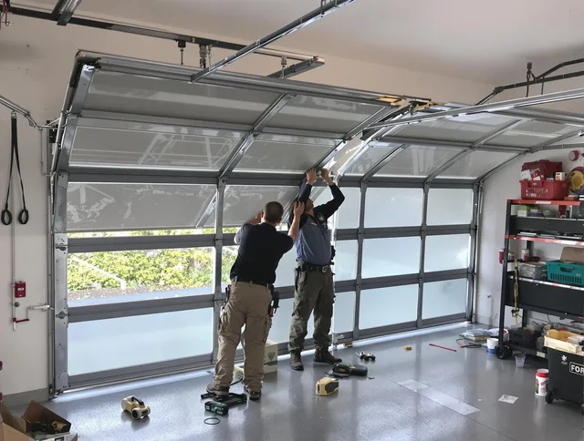 Palm Coast Garage Door Repair expert performing precise panel replacement on Palm Coast garage door